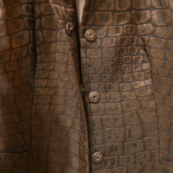 MAX MARA Blazer jacket animal print brown metallic snap office Italy designer 8 - Picture 4 of 13
